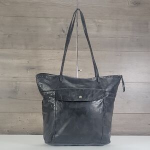 Latico NJ for Anthropologie Black Leather Tote Bag with Front Pocket